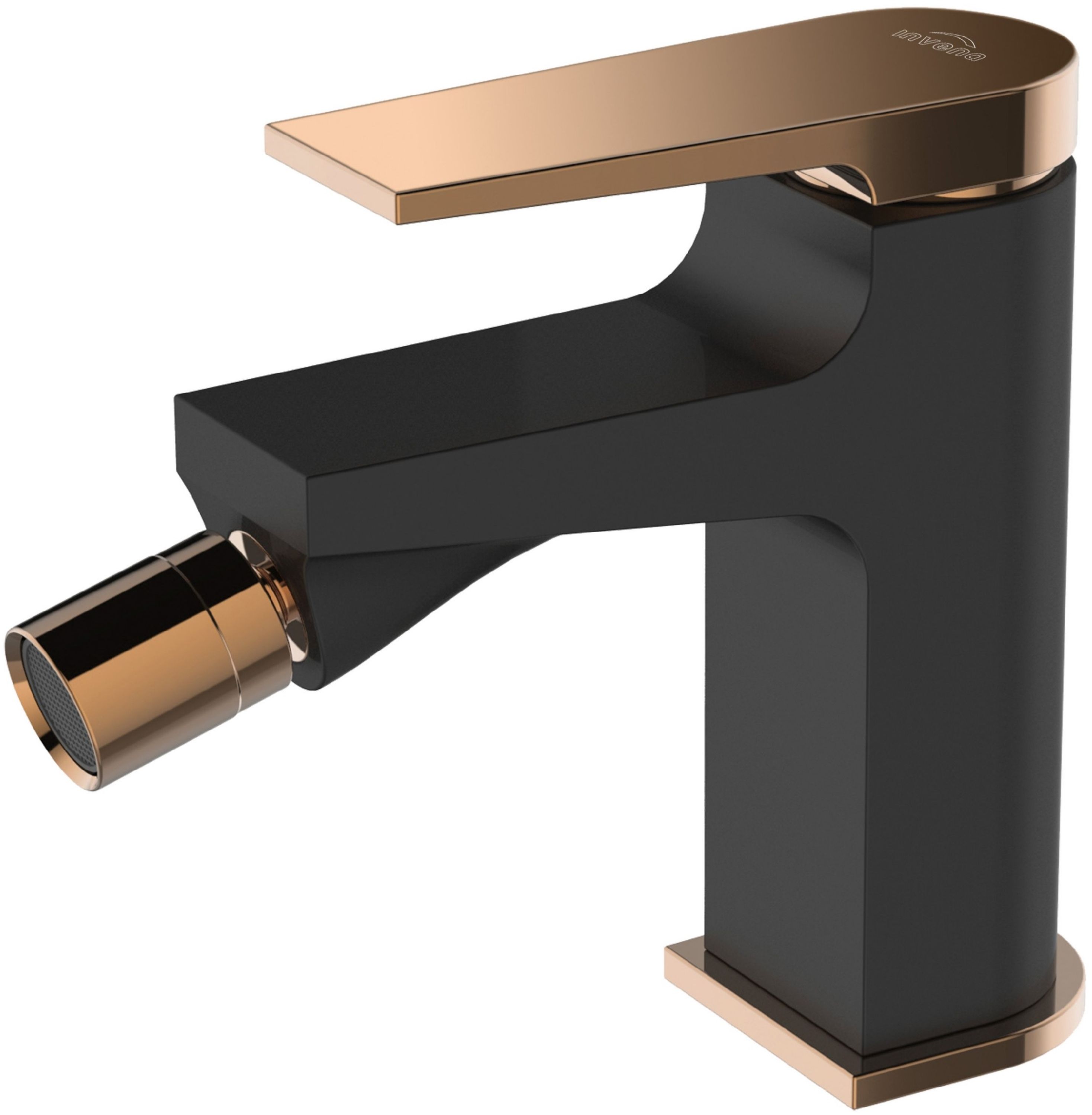 Invena Midnight rubinetto per bidet verticale nero-oro BB-35-014