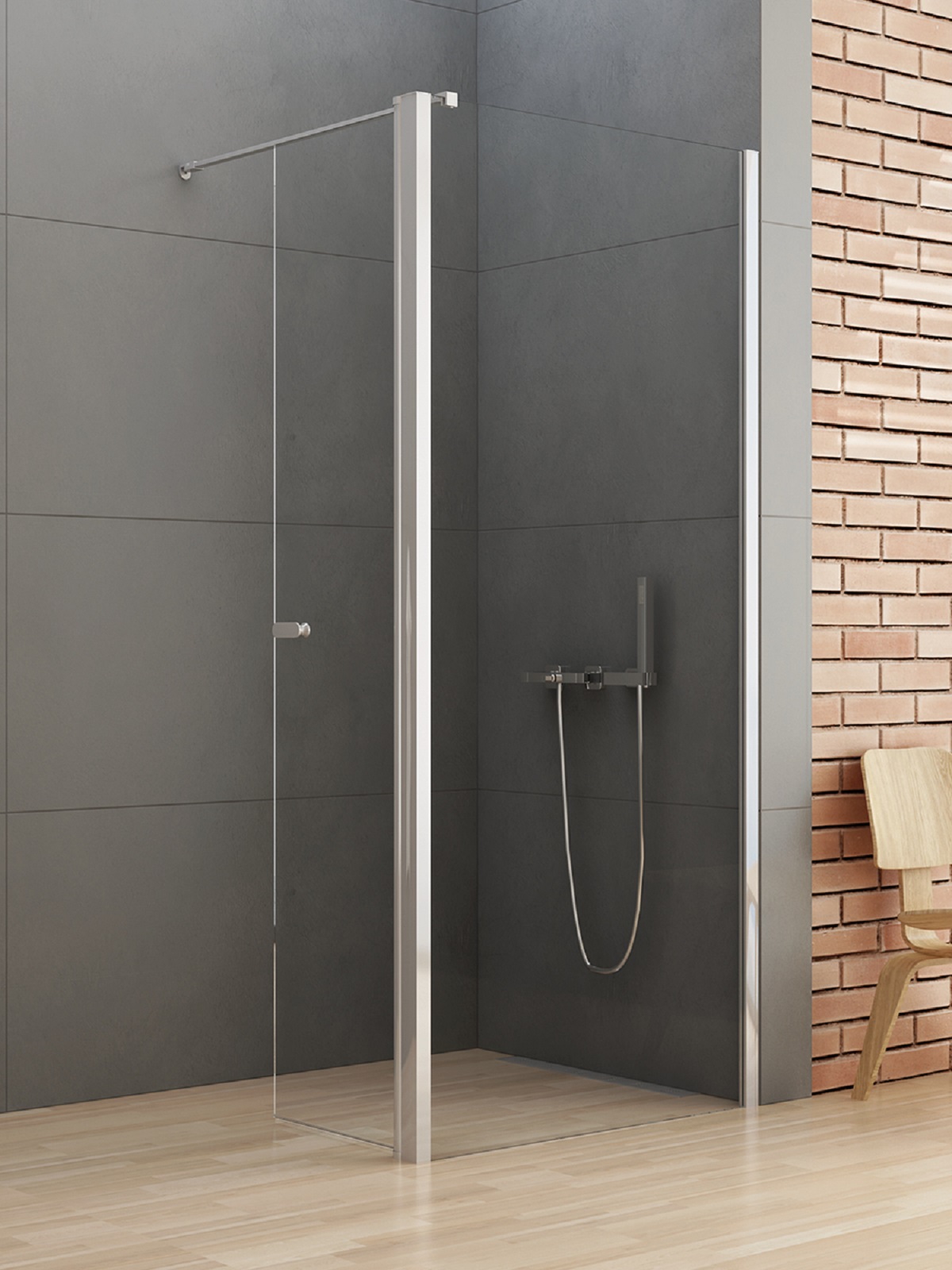 New Trendy New Soleo parete doccia walk-in 80 cm cromo lucida/vetro trasparente K-0341