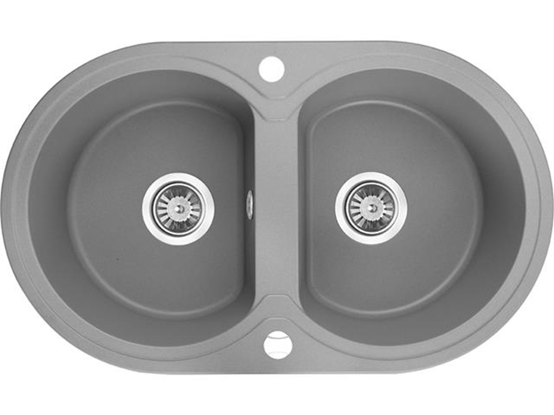 Laveo Dafne lavello in granito 78x47 cm grigio/grafite/inox SBD520T