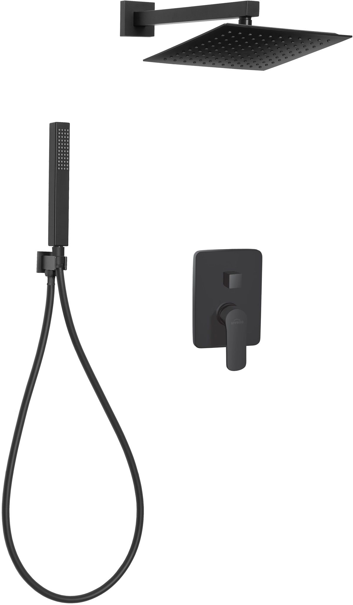 Invena Siros set doccia da incasso con soffione nero BS-90-010