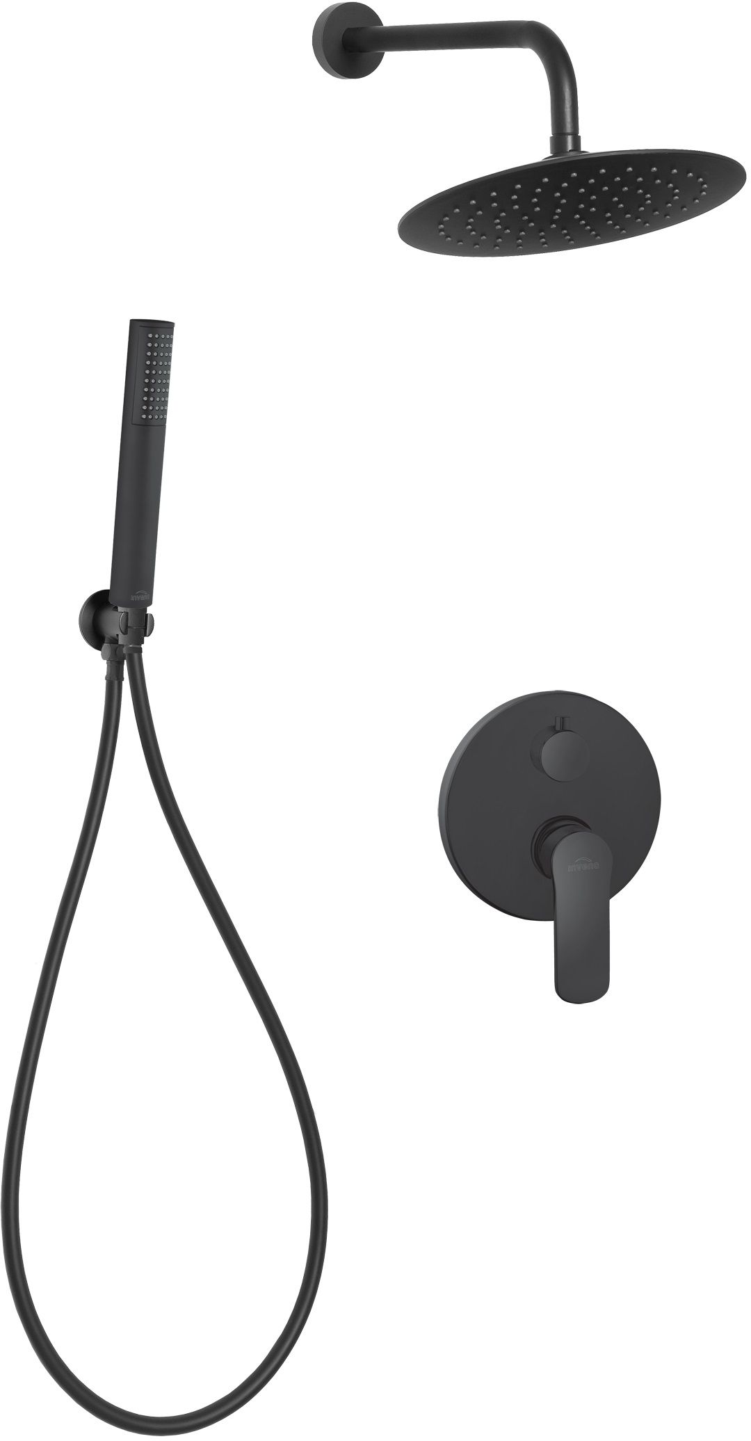 Invena Siros set doccia da incasso con soffione nero BS-90-012