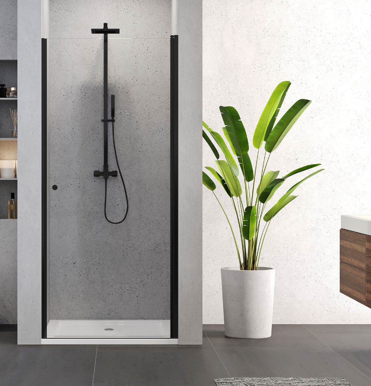 New Trendy Superia Black porta doccia 80 cm a battente nero opaca/vetro trasparente D-0332A