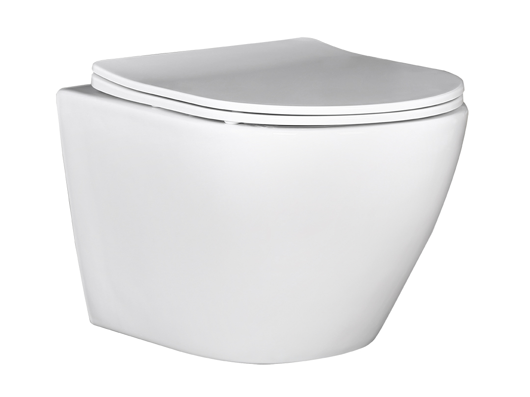 Laveo Desna vaso wc con copriwater a discesa lenta sospeso senza brida bianco lucida VMD600S