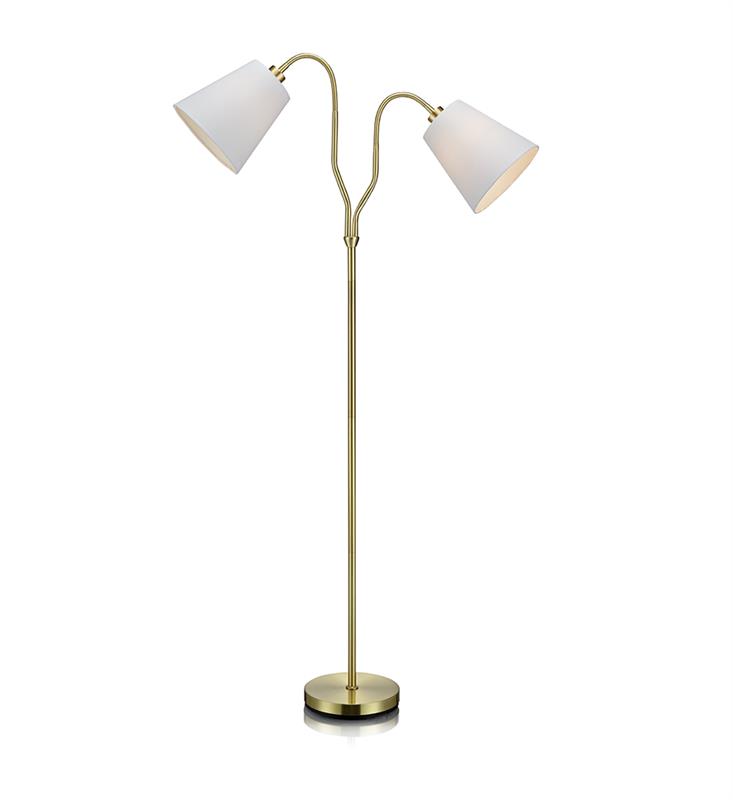 Markslöjd Modena lampada da terra 2x60 W bianco-ottone 105274