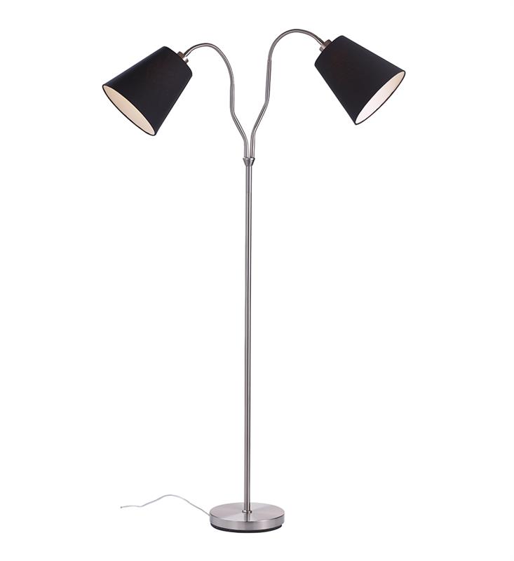 Markslöjd Modena lampada da terra 2x60 W nero-acciaio 105248