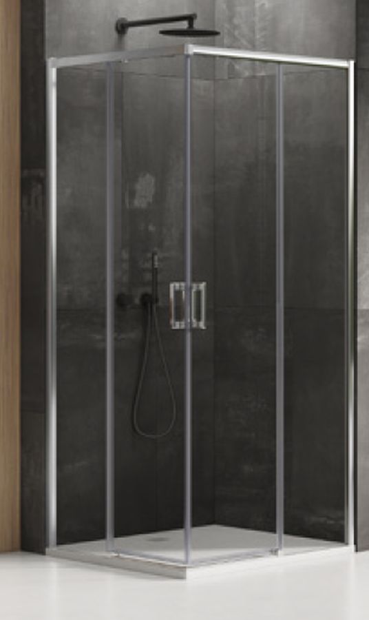 New Trendy Prime box doccia 90x80 cm rettangolare cromo lucida/vetro trasparente D-0296A/D-0295A