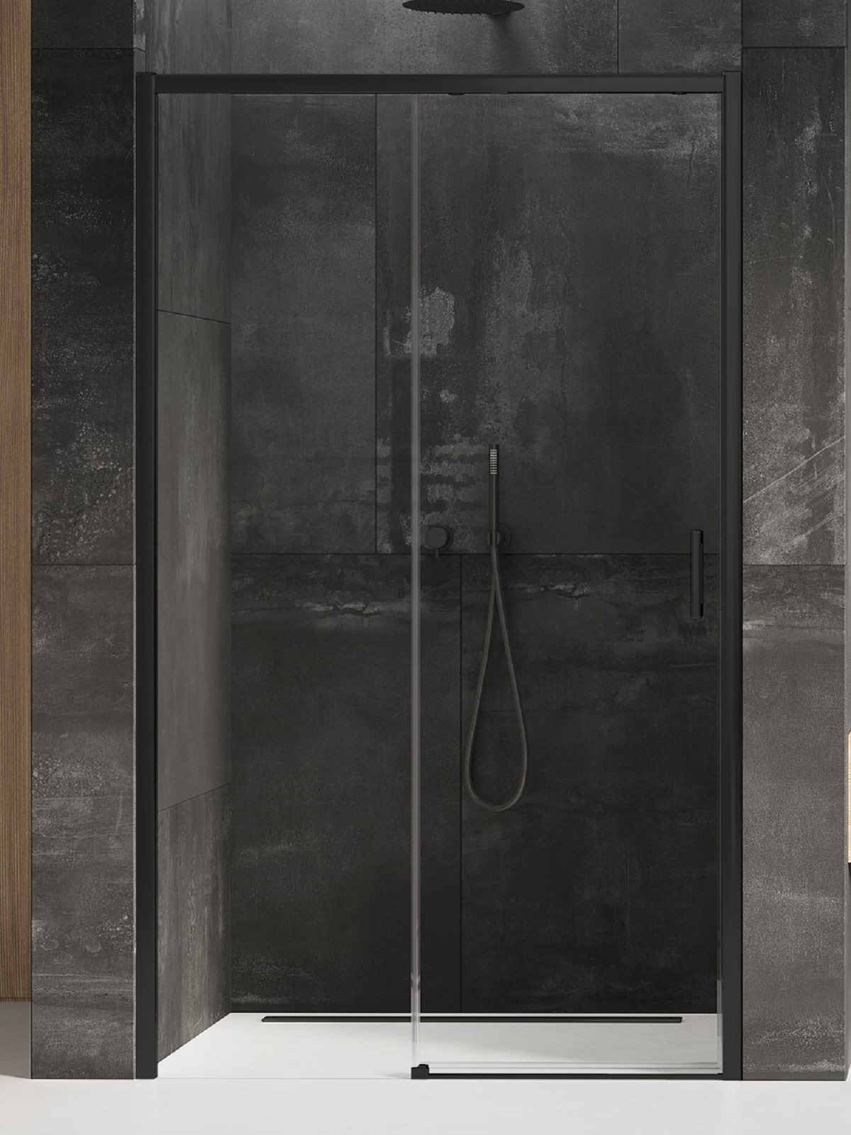 New Trendy Prime Black porta doccia 150 cm scorrevole nero opaca/vetro trasparente D-0326A