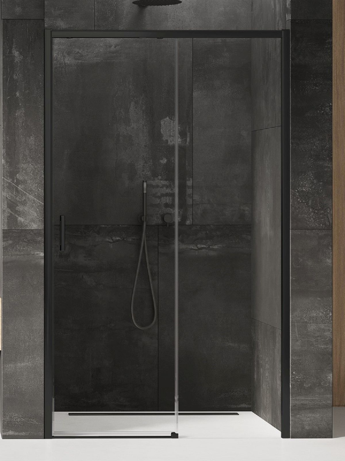 New Trendy Prime Black porta doccia 160 cm scorrevole nero opaca/vetro trasparente D-0329A