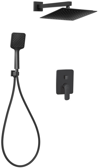 Invena Siros set doccia da incasso con soffione nero BS-90-011