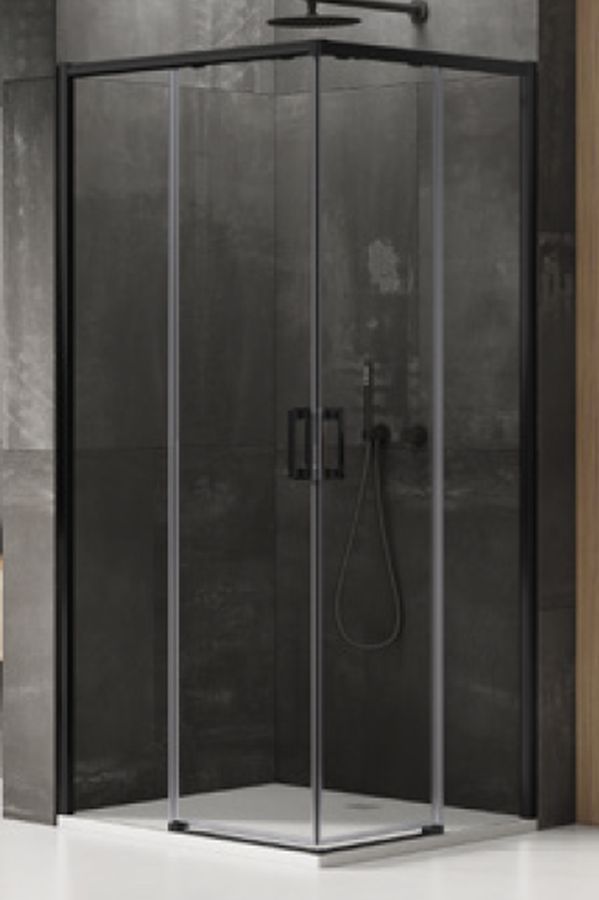 New Trendy Prime box doccia 90x80 cm rettangolare nero opaca/vetro trasparente D-0312A/D-0315A