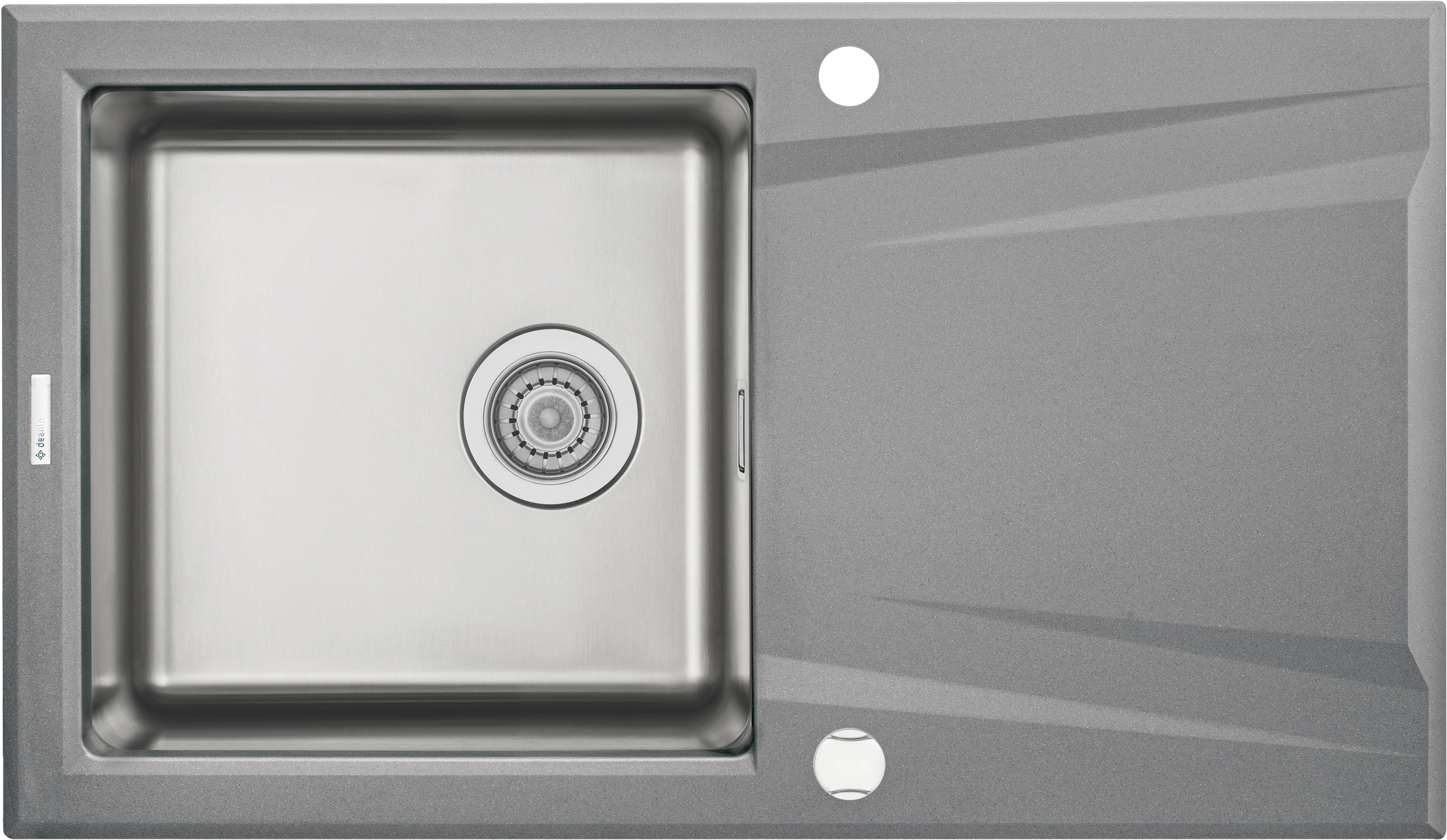 Deante Prime lavello in granito e acciaio 86x50 cm grigio/grafite/inox ZSR_S113