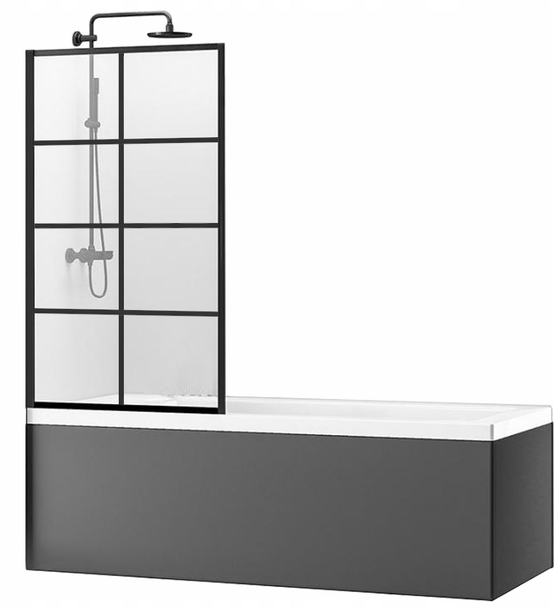 Rea Lagos parete vasca 70 cm 1 anta nero opaca/vetro trasparente REA-K4560