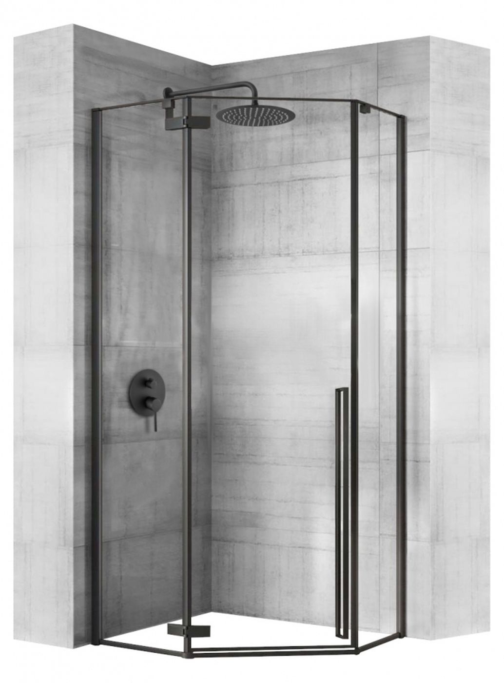 Rea Diamond box doccia 80x80 cm nero semiopaca/vetro trasparente REA-K6900