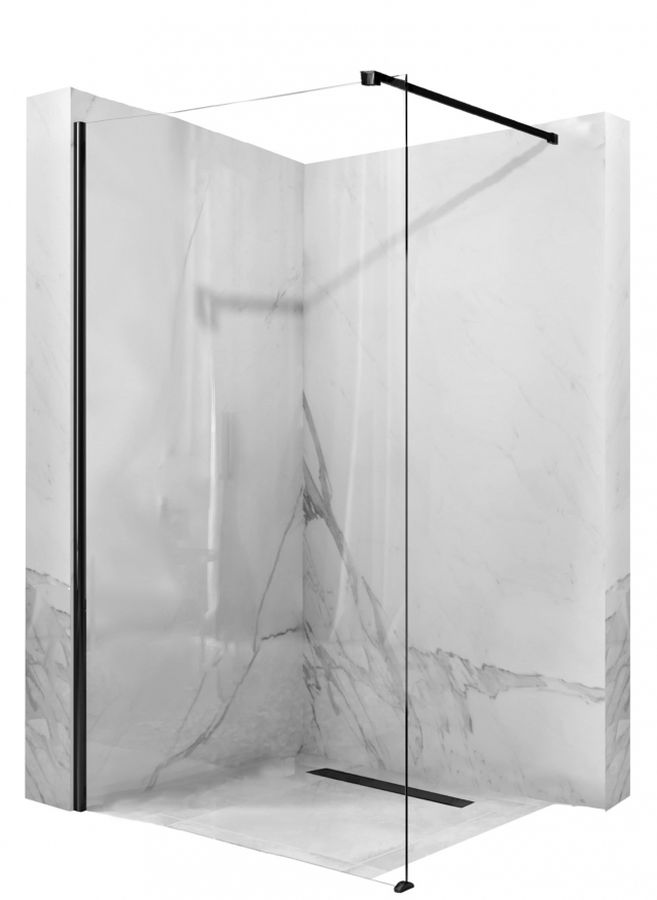 Rea Aero parete doccia 110 cm nero opaca/vetro trasparente REA-K6597
