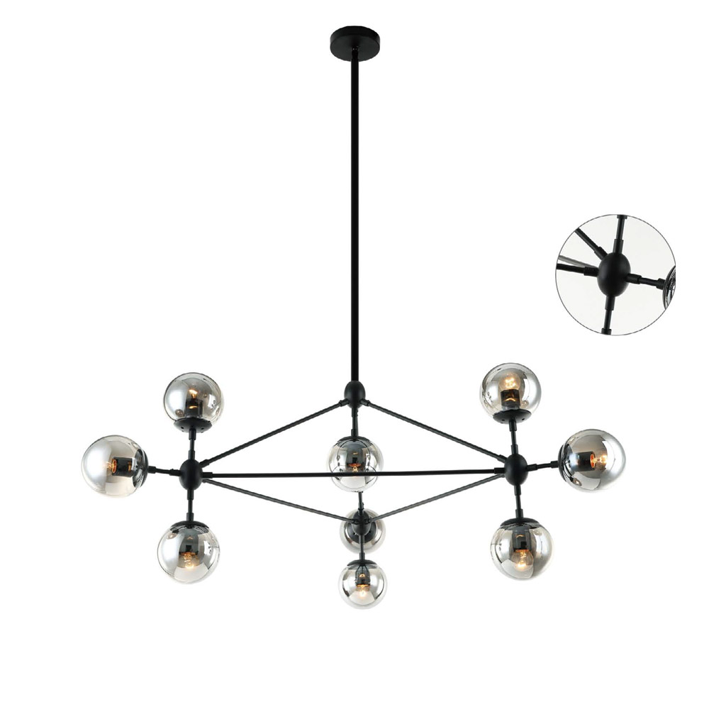 Open Design Bao lampada da soffitto x8 W nero-fumé OR80056
