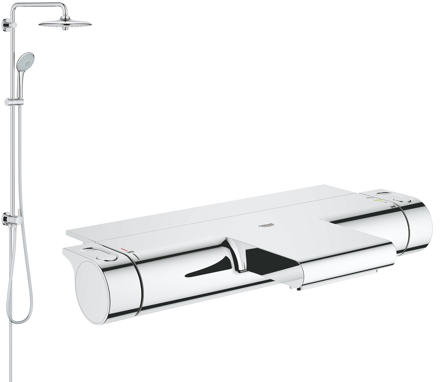 Set set doccia Grohe Euphoria 27421002, rubinetto per vasca e doccia Grohe Grohtherm 2000 34464001
