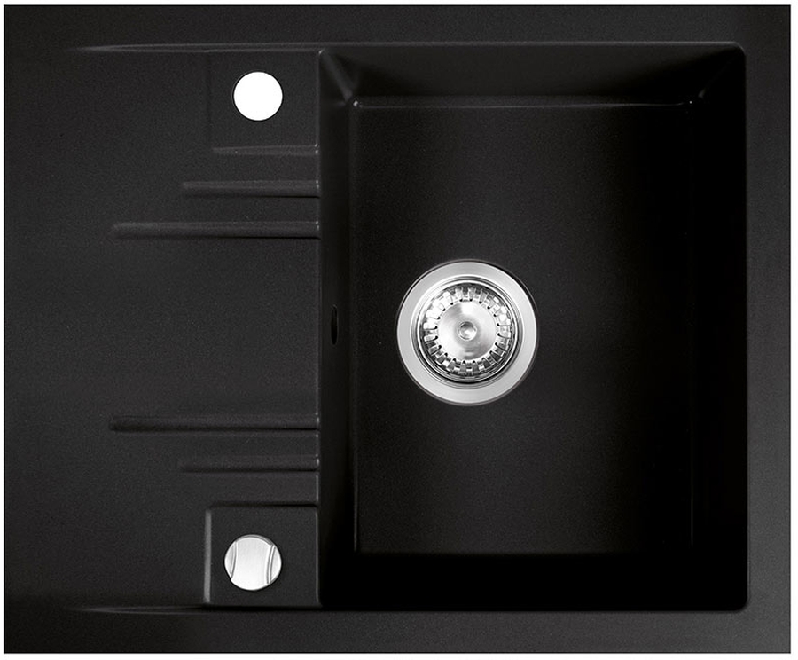 Ferro Mezzo II lavello in granito 58x48 cm grigio/grafite/inox DRGM48/58BA