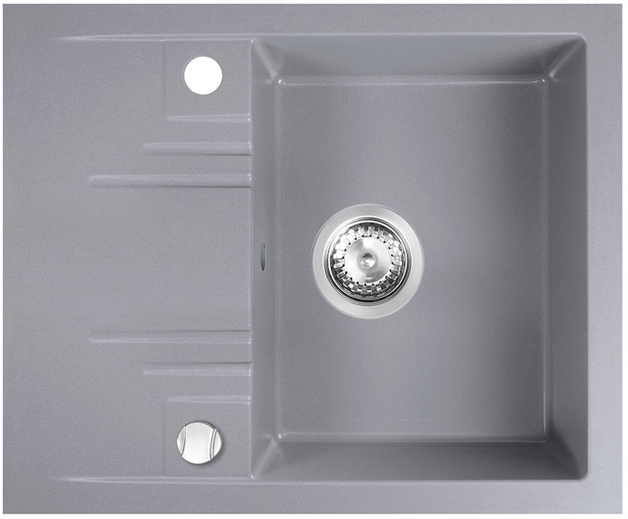 Ferro Mezzo II lavello in granito 58x48 cm grigio/grafite/inox DRGM48/58GA