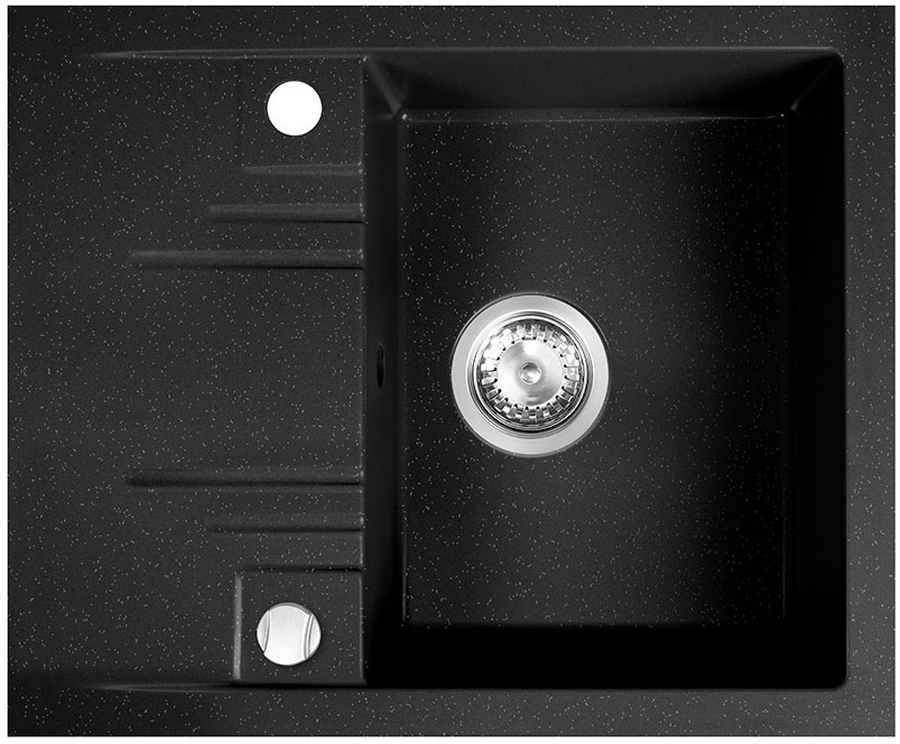 Ferro Mezzo II lavello in granito 58x48 cm grigio/grafite/inox DRGM48/58HA