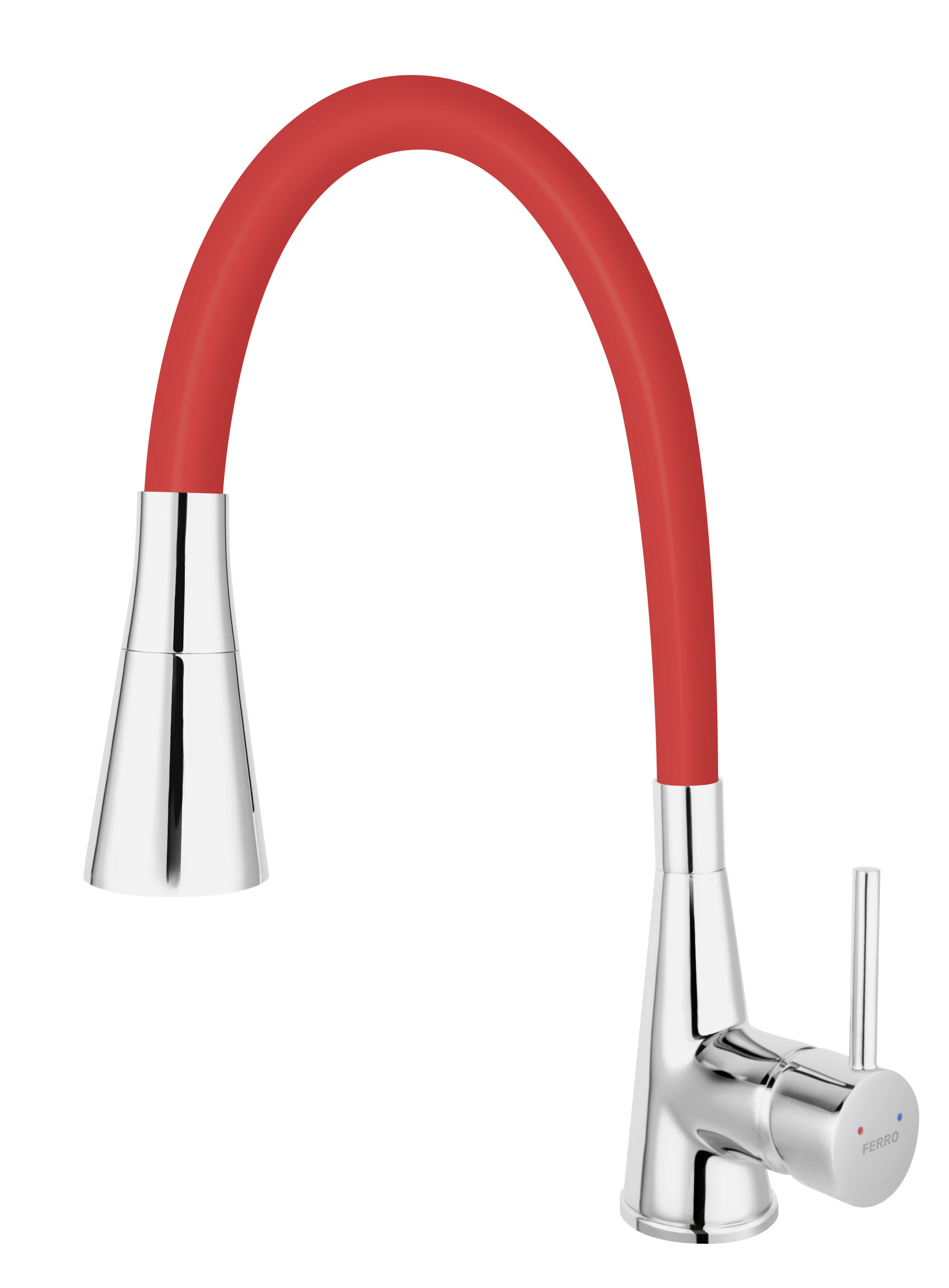 Ferro Zumba II rubinetto da cucina verticale cromo-rosso BZA42R