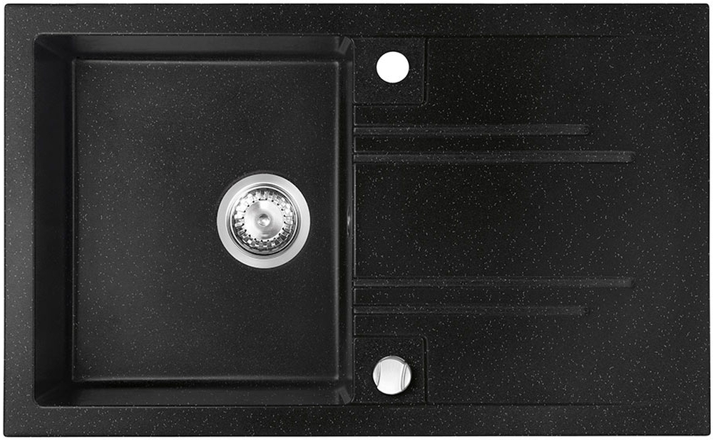 Ferro Mezzo II lavello in granito 78x48 cm grigio/grafite/inox DRGM48/78HA