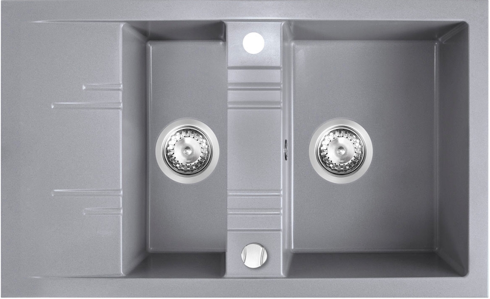 Ferro Mezzo II lavello in granito 79x48 cm grigio/grafite/inox DRGM3/48/79GA