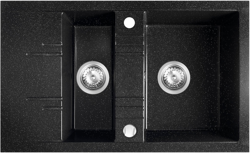 Ferro Mezzo II lavello in granito 79x48 cm grigio/grafite/inox DRGM3/48/79HA