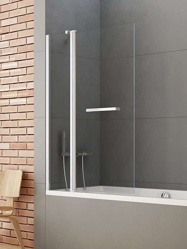 New Trendy New Soleo parete vasca 120 cm 2 ante cromo lucida/vetro trasparente P-0027