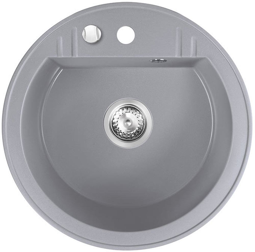 Ferro Mezzo II lavello in granito 51x51 cm grigio/grafite/inox DRGM1/51GA