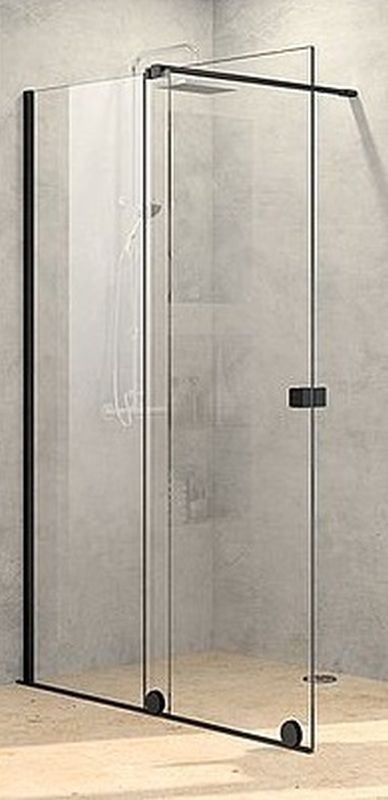 Huppe Xtensa pure 4-kąt drzwi prysznicowe 180 cm lewe czarny mat/szkło przezroczyste Anti-Plaque XT0109.123.322