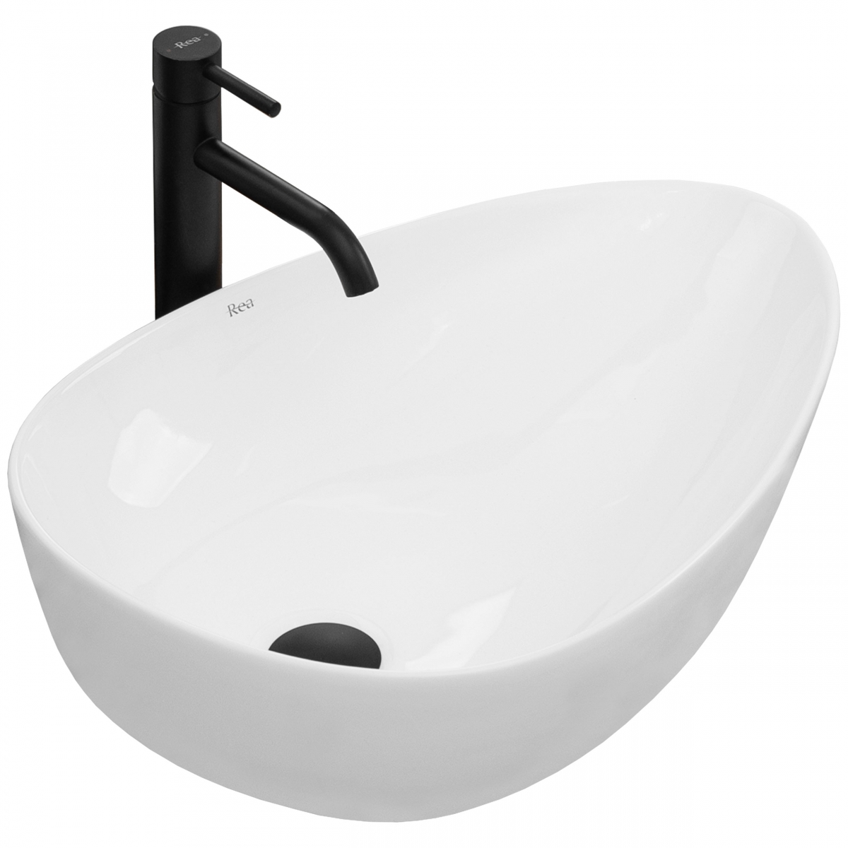 Rea Greta lavabo 56x39 cm da appoggio bianco REA-U8536
