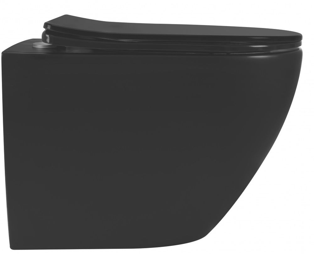 Rea Carlo Mini vaso wc con copriwater a discesa lenta sospeso senza brida nero opaco REA-C8489