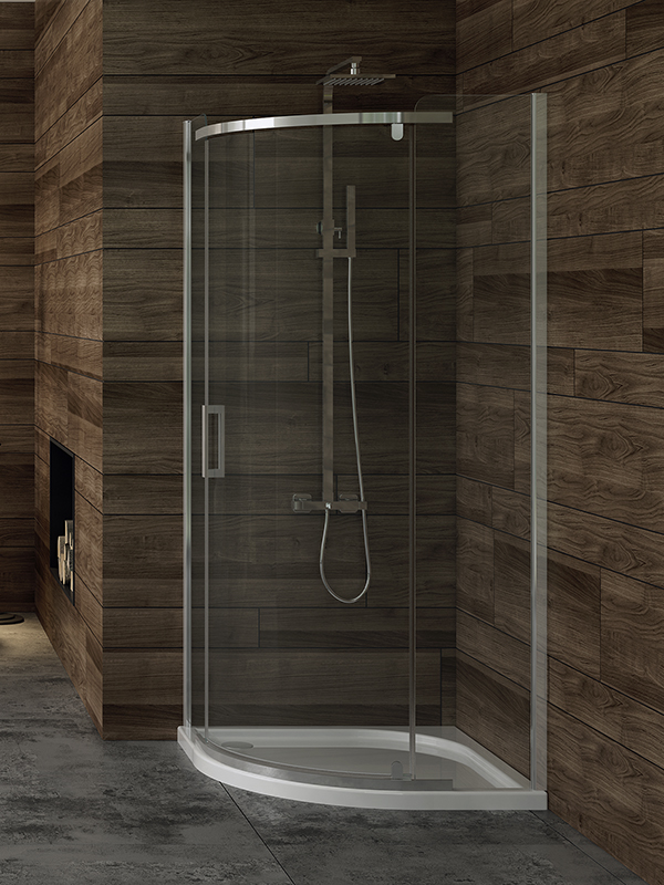 New Trendy New Komfort box doccia 90x90 cm semicircolare cromo lucida/vetro grafite K-0435