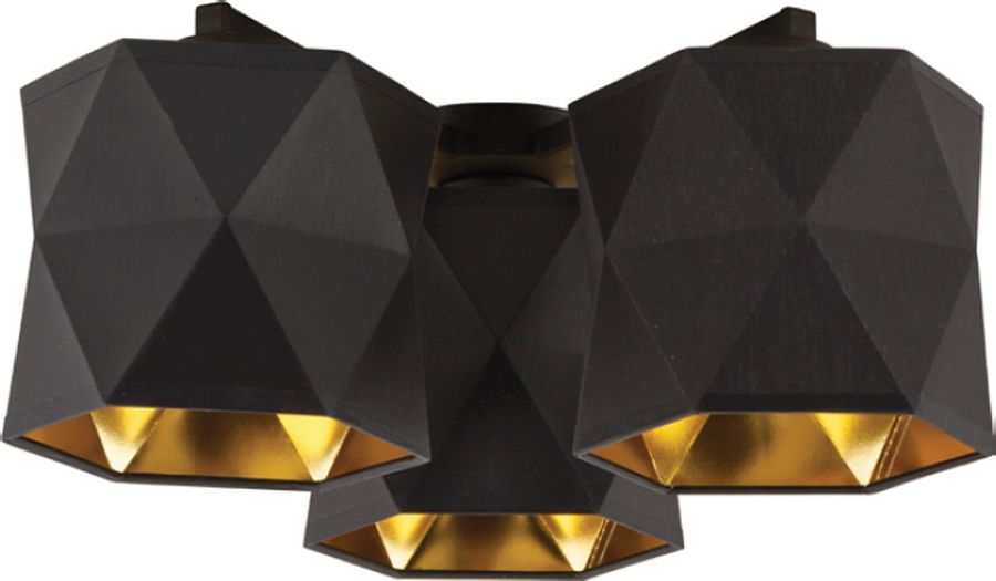 TK Lighting Siro lampada da soffitto 3x15 W nero-oro 1042