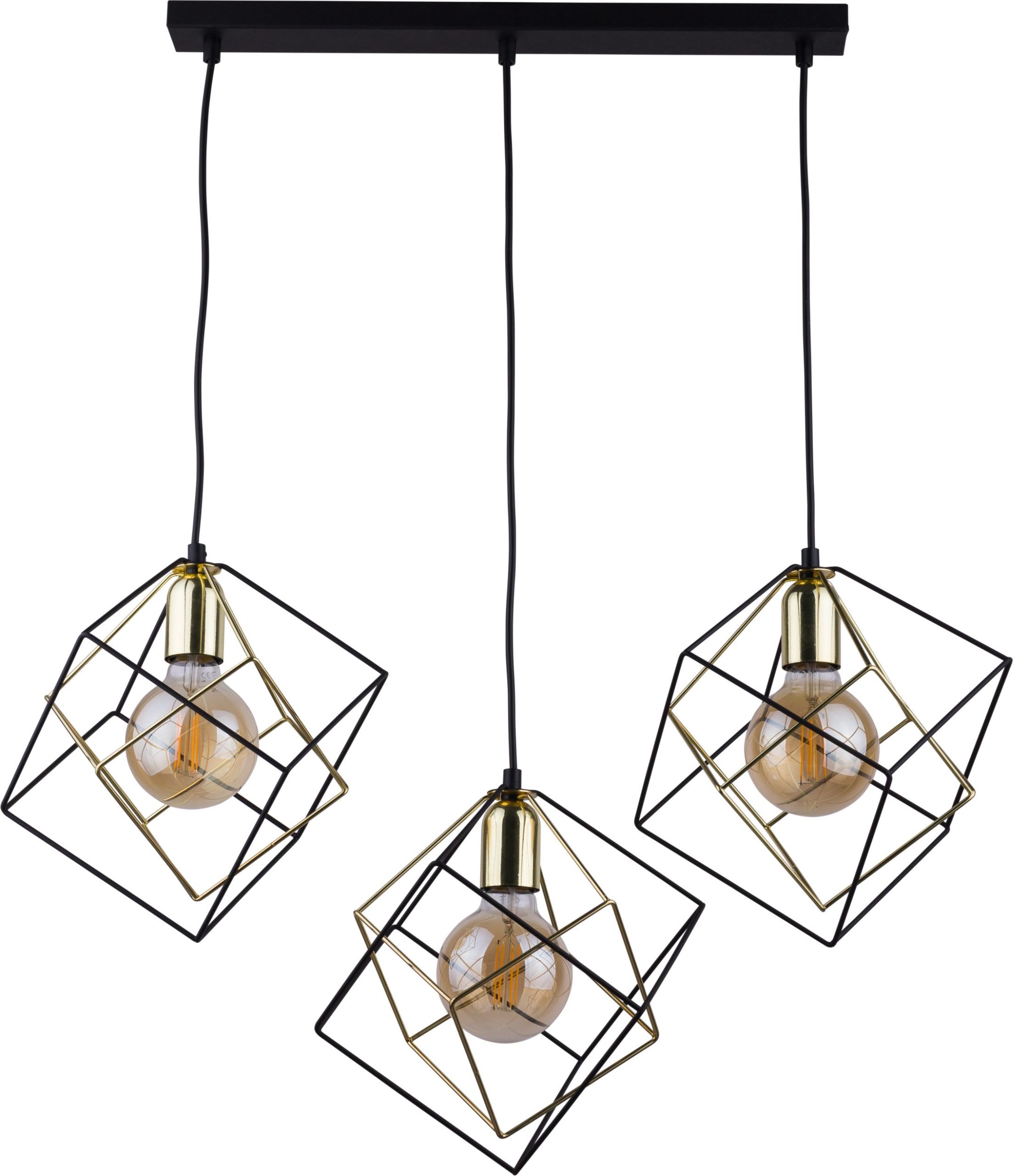 TK Lighting Alambre lampada sospesa 3x60 W nero-oro 2699