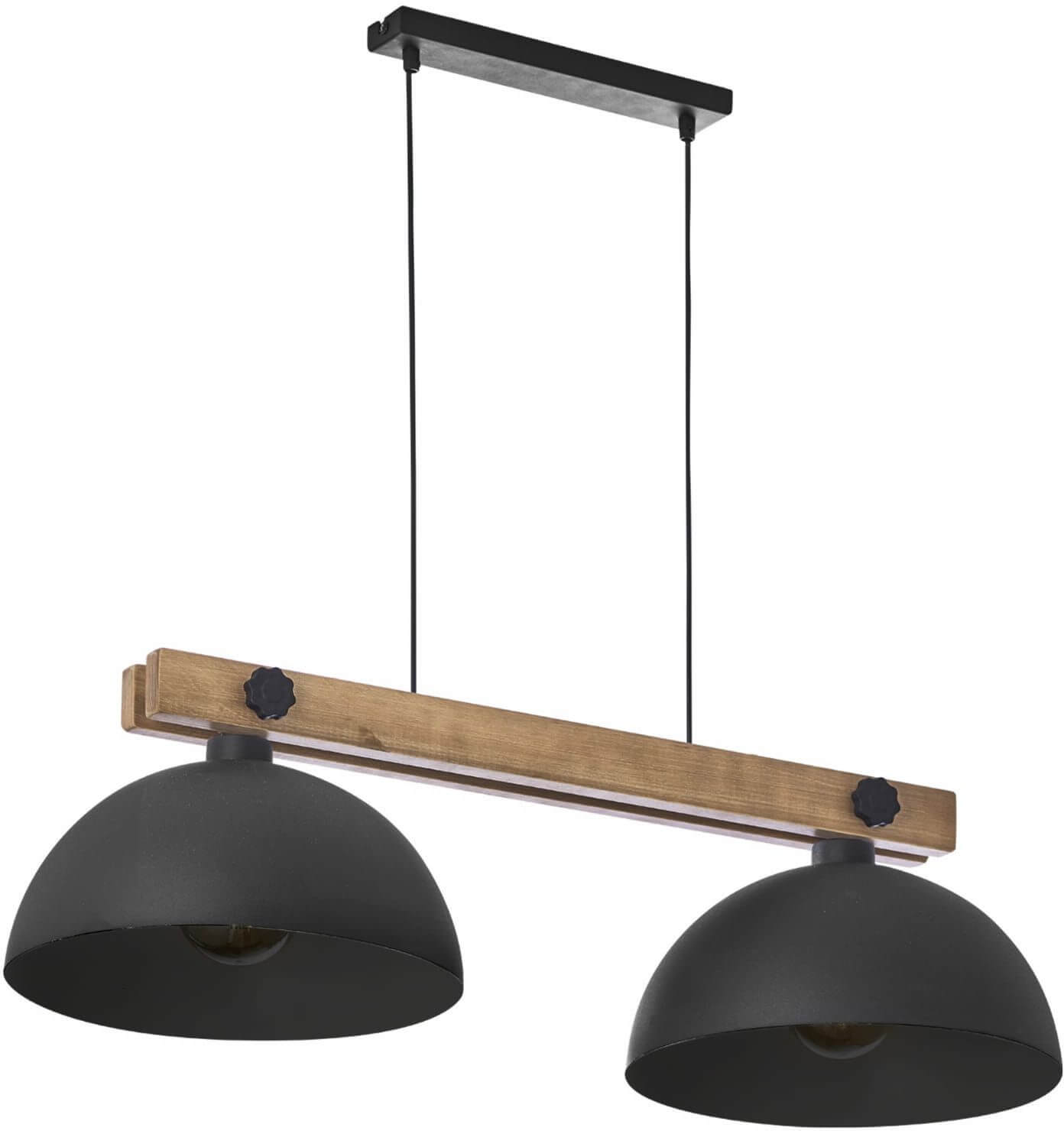 TK Lighting Oslo lampada sospesa 2x60 W nero-legno 1706