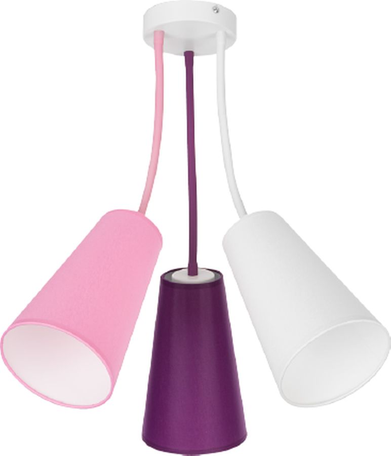 TK Lighting Wire Kids lampada sospesa 3x15 W bianco-rosa-viola 1711