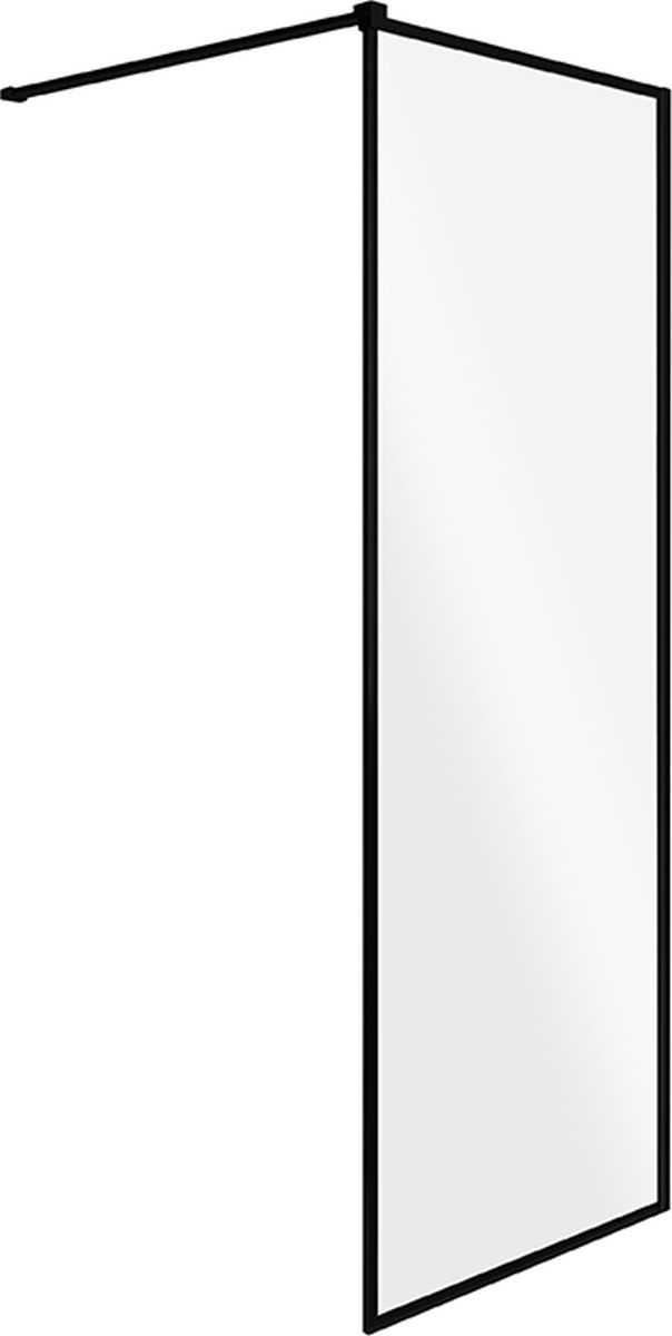Besco Toca parete doccia 90 cm nero opaca/vetro trasparente TCB-90-190C