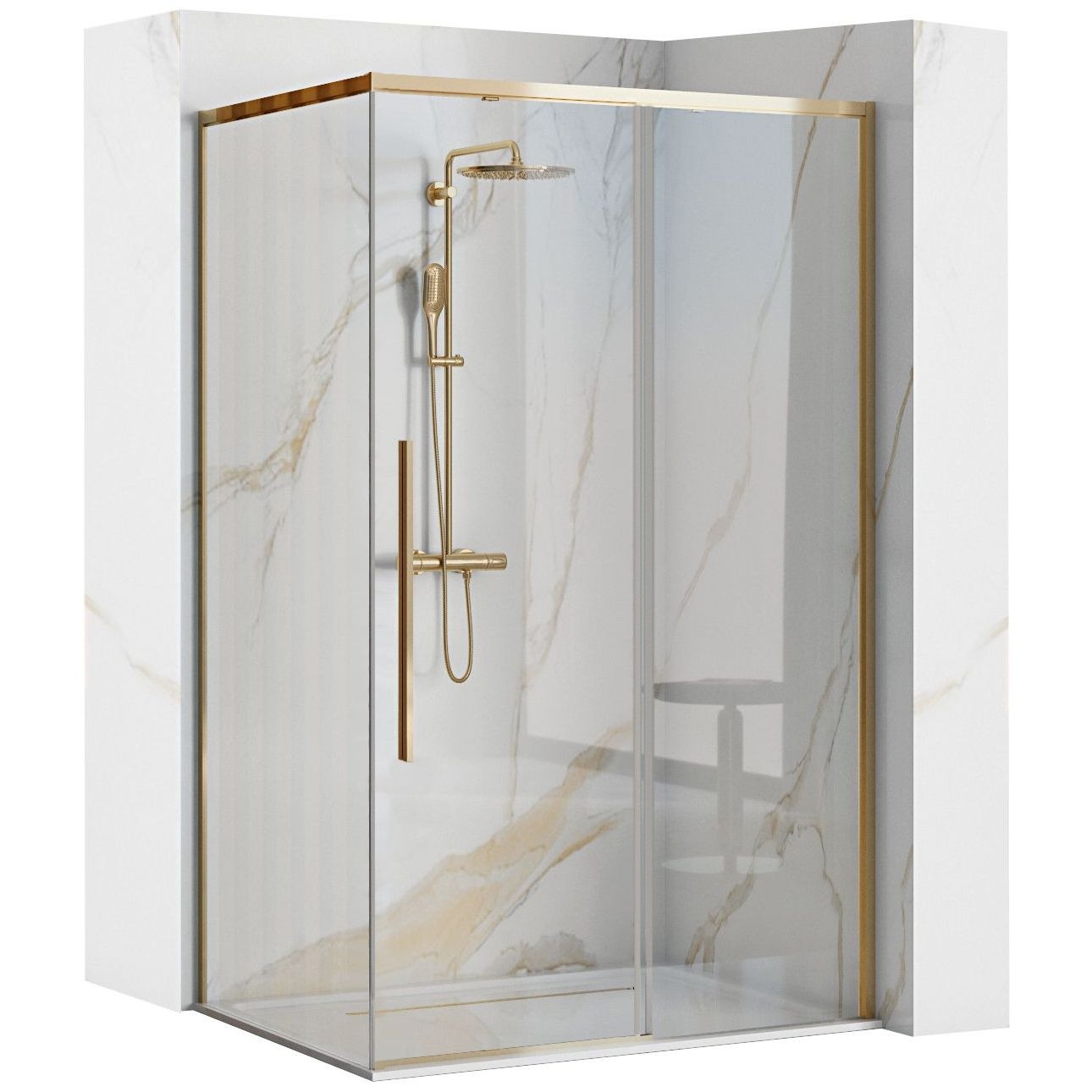 Rea Solar Gold box doccia 100x80 cm rettangolare oro lucida/vetro trasparente REA-K4901