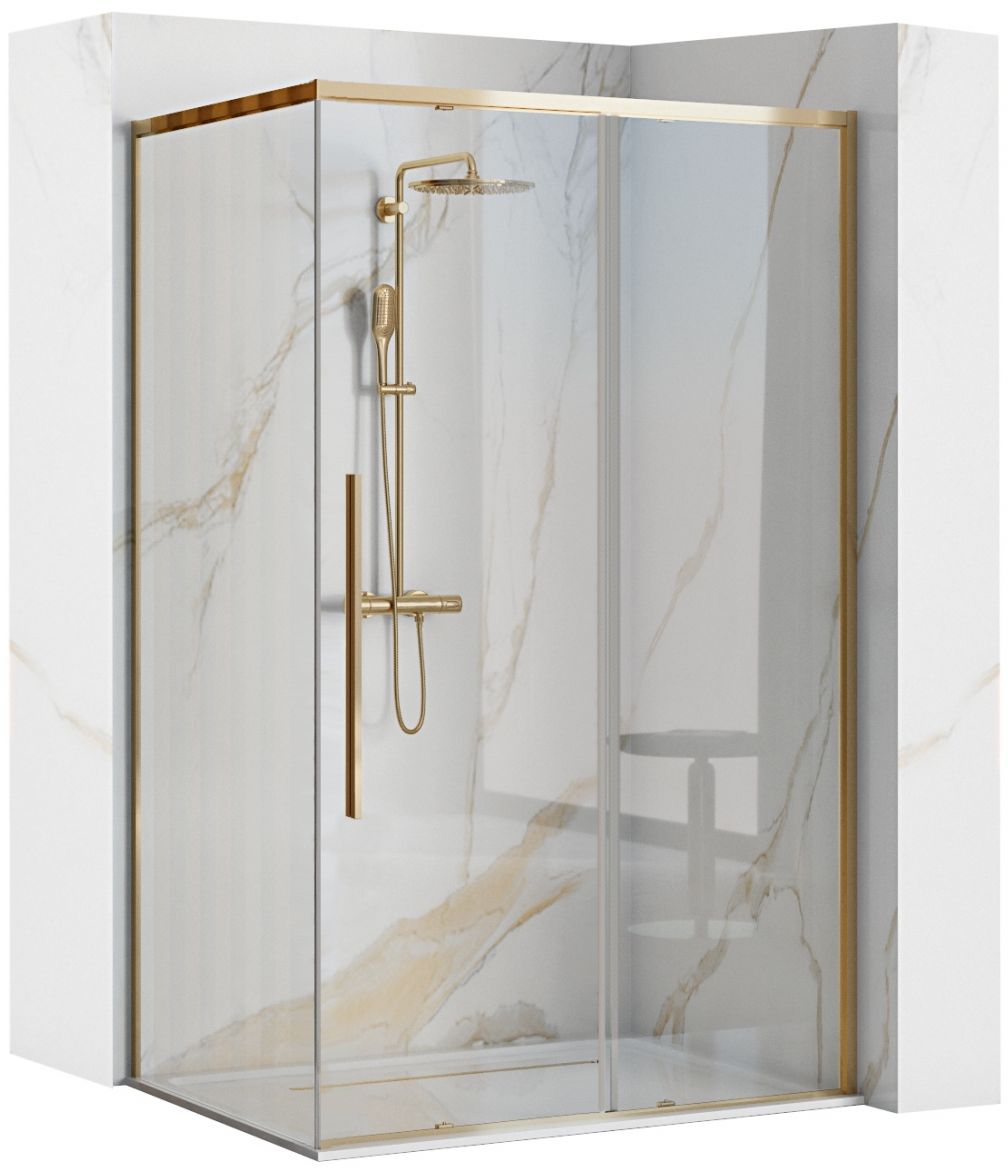 Rea Solar Gold box doccia 90x90 cm quadrato oro lucida/vetro trasparente REA-K4900