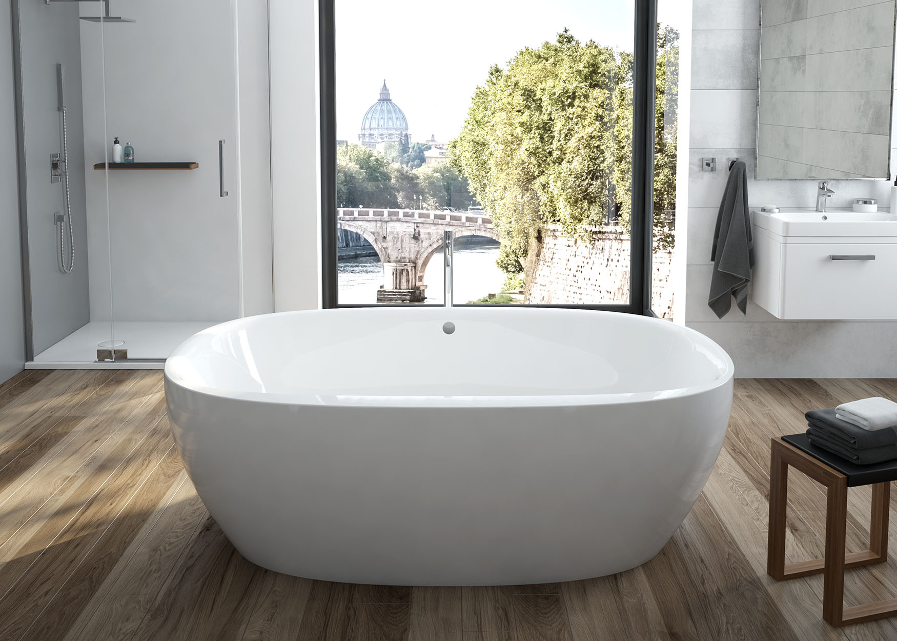 Hoesch iSensi vasca da bagno freestanding 190x120 cm ovale bianco 3823.010