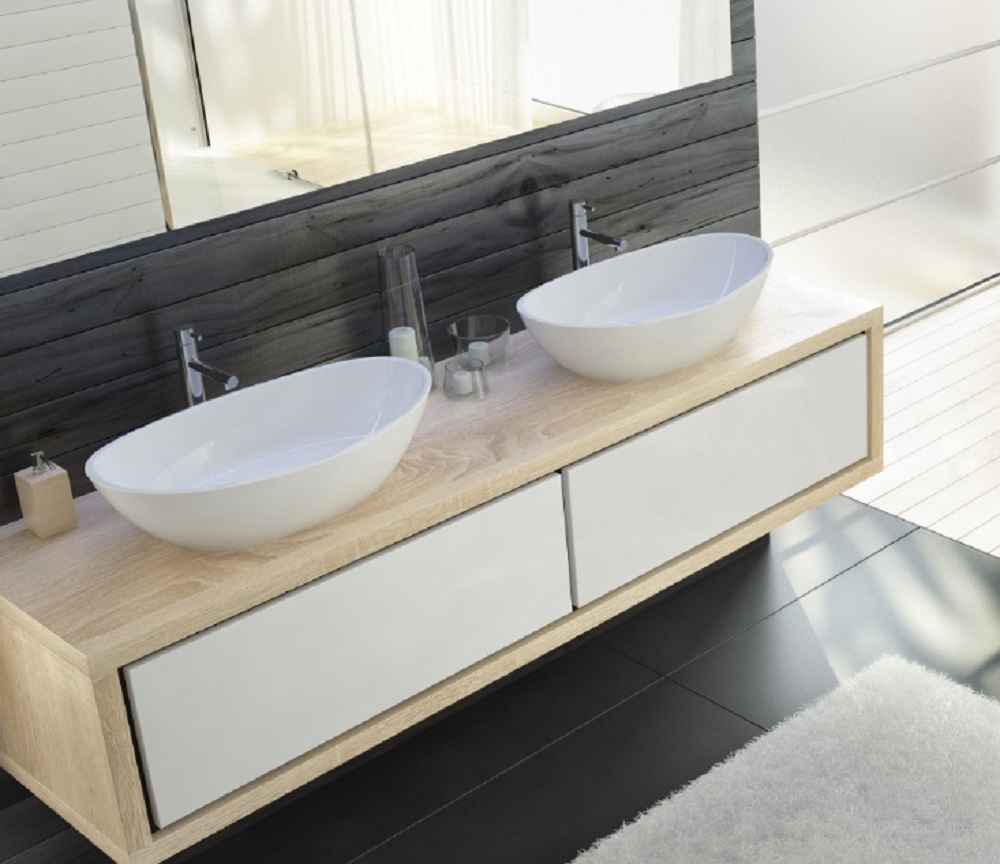 Hoesch Namur lavabo 70x40 cm ovale da appoggio bianco lucida 4412.010