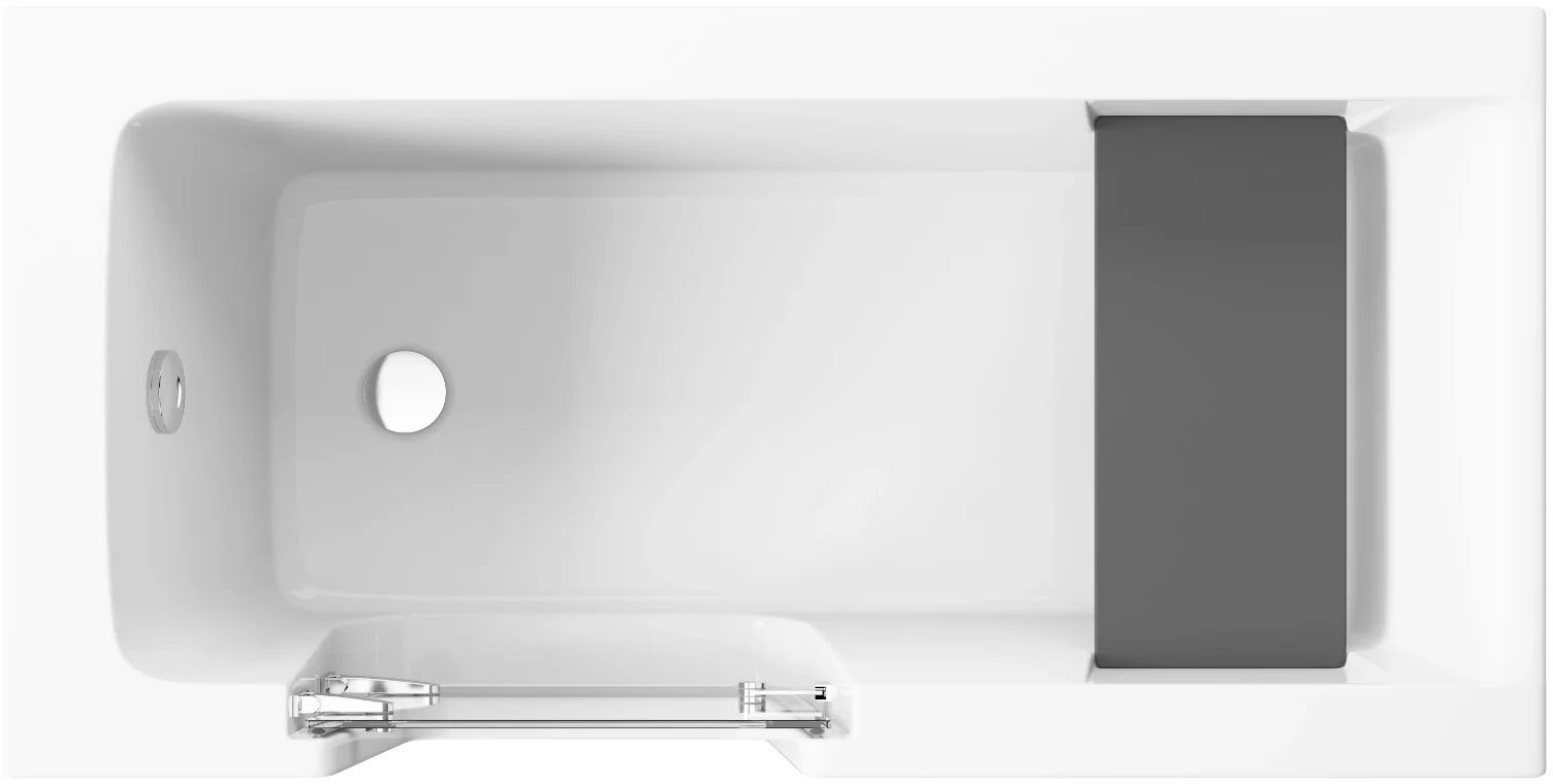 Polimat Vovo vasca da bagno rettangolare con porta 140x70 cm bianco 00276