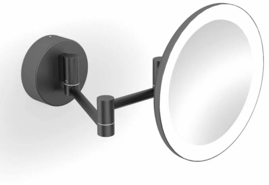 Stella specchietto per trucco 20x20 cm rotonda con illuminazione nero 22.00230-B