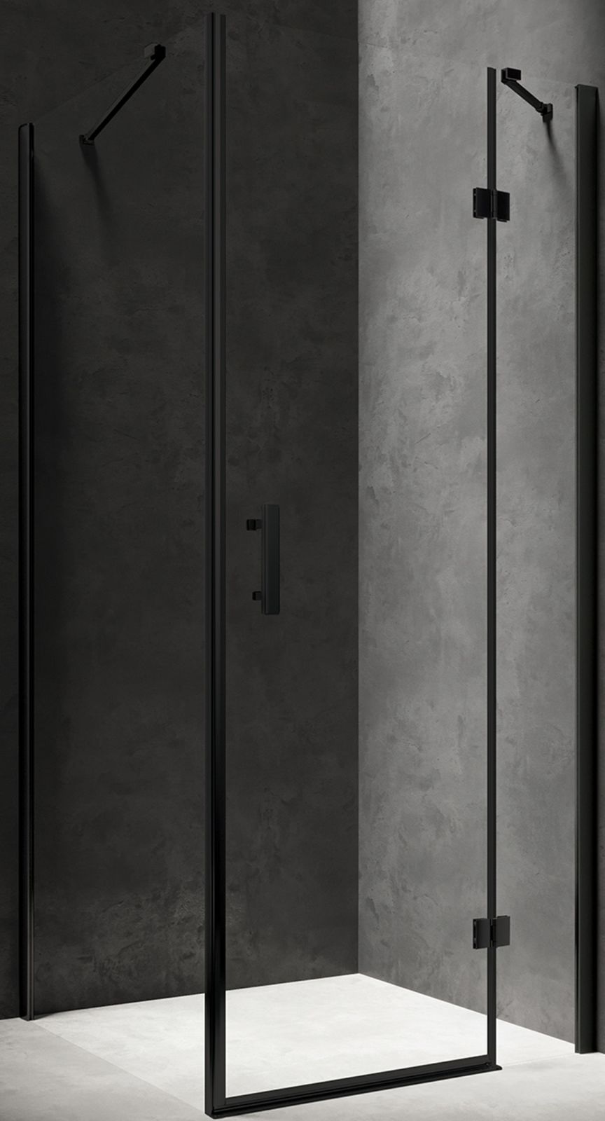 Omnires Manhattan box doccia 90x80 cm rettangolare nero opaca/vetro trasparente MH8090BLTR