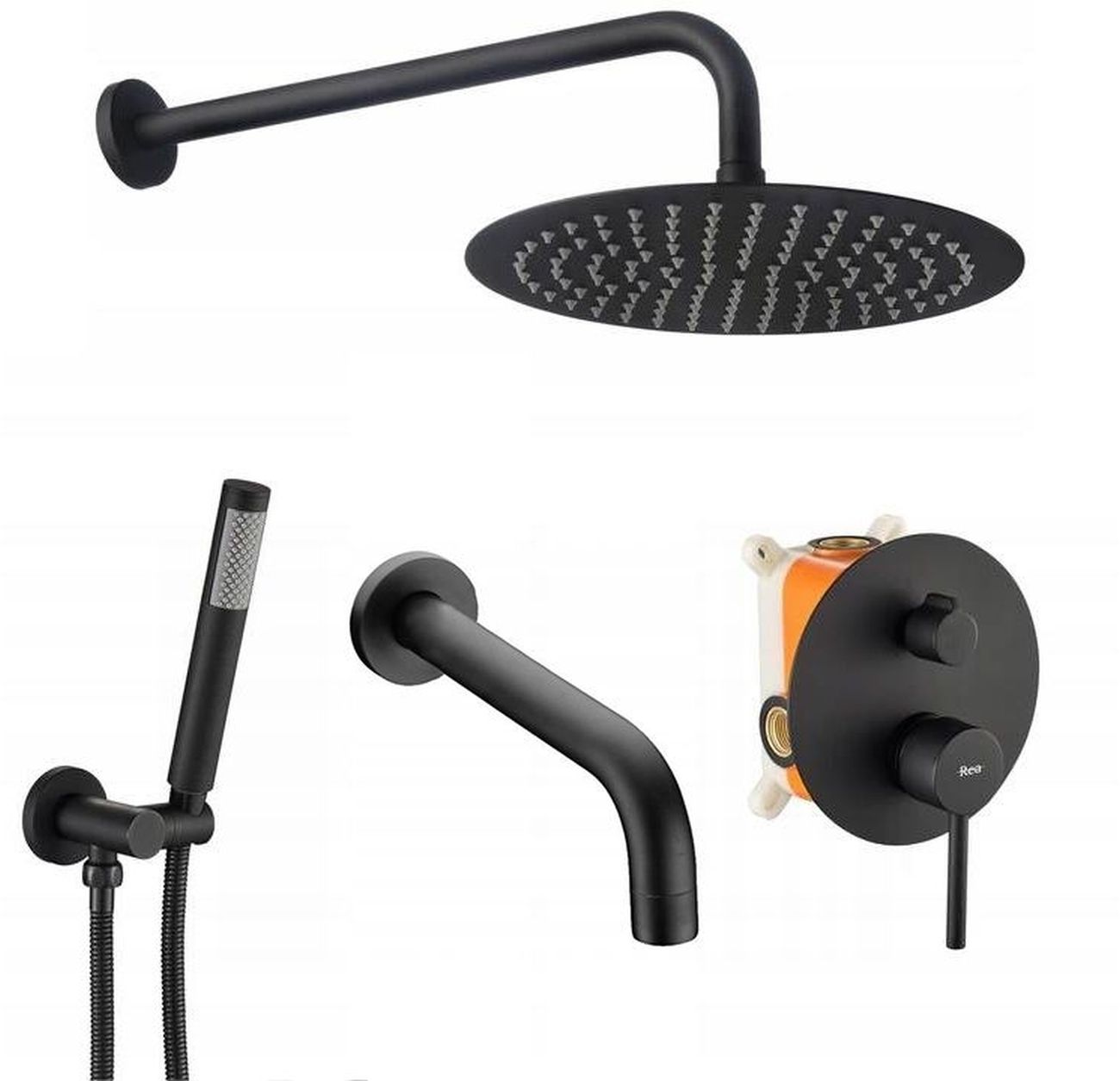 Rea Lungo set doccia da incasso con soffione nero REA-P4112