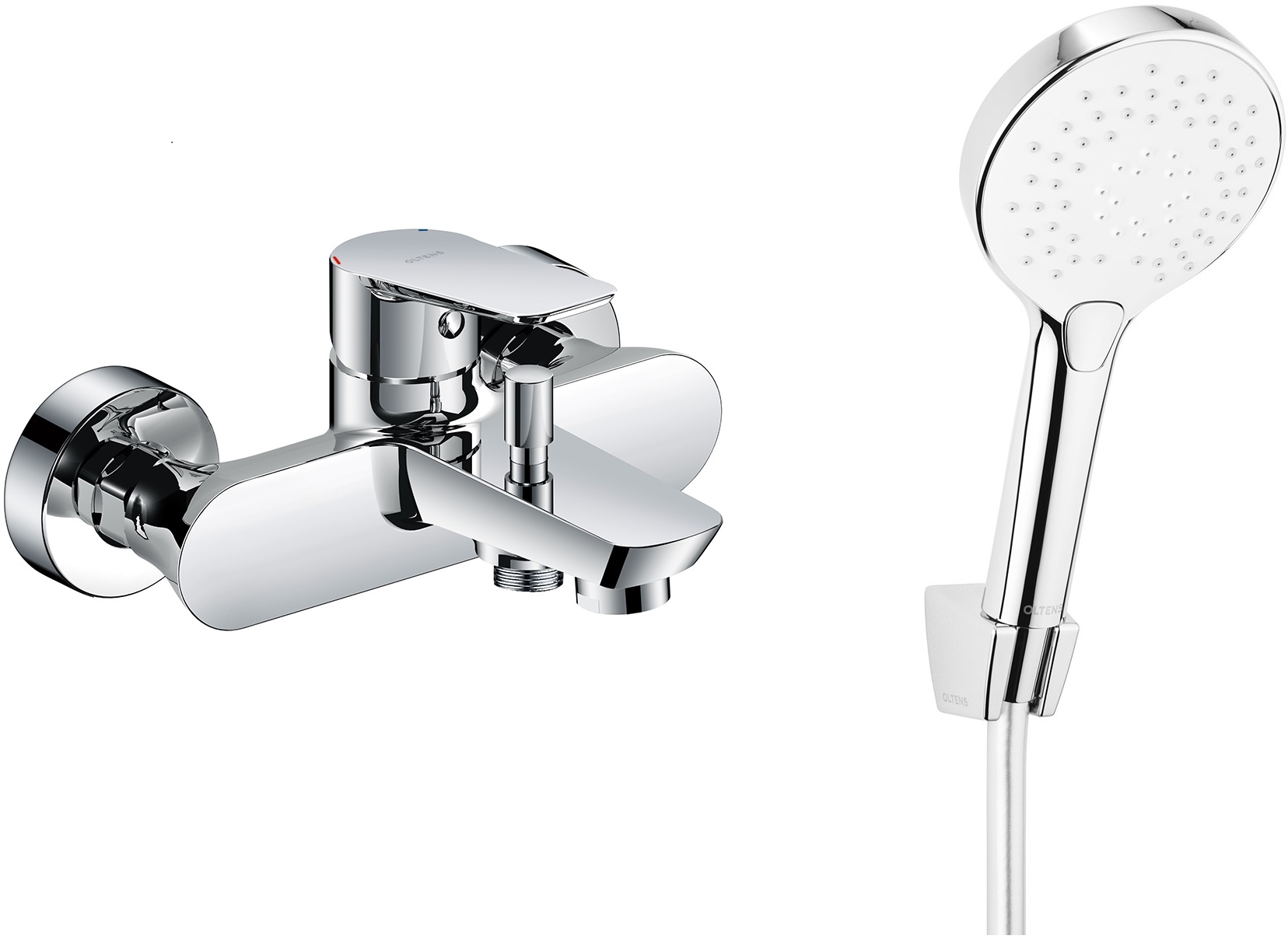 Set rubinetto per vasca e doccia Oltens Vernal 34004100, doccetta Oltens Driva EasyClick 37101110, 37200100, 37401100