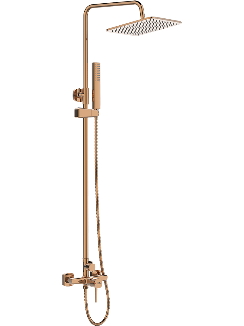 Laveo Pola set doccia a parete con soffione oro PLA80KX