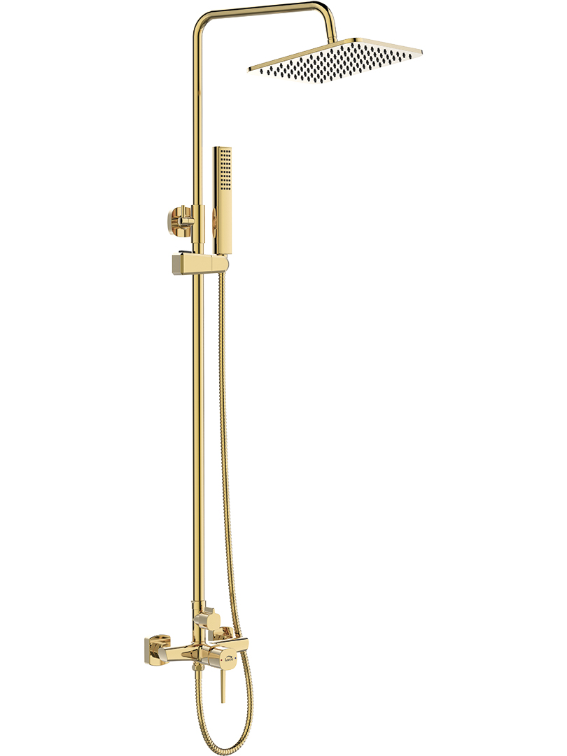 Laveo Pola set doccia a parete con soffione oro PLAG0KX