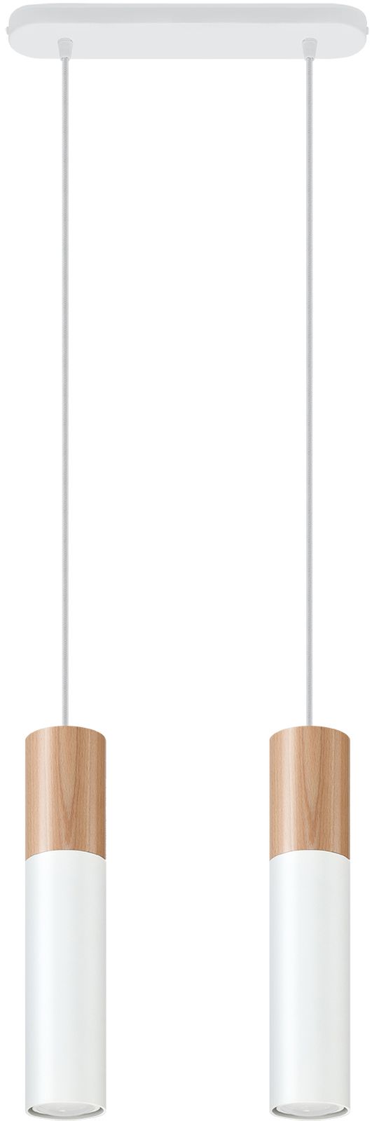 Sollux Lighting Pablo lampada sospesa 2x40 W bianco-legno SL.0629
